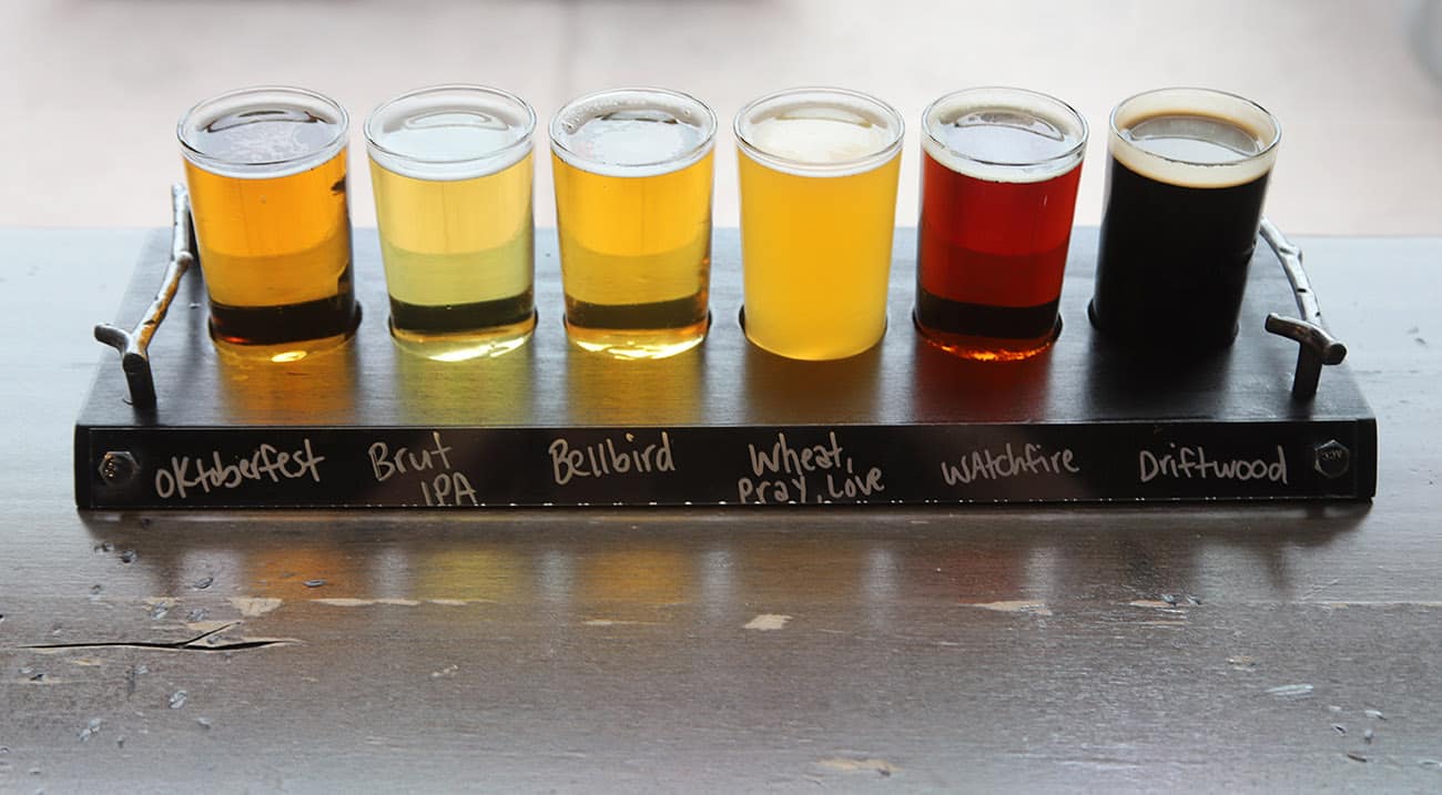 Flight of beer from Bosque Brewery in Las Cruces.