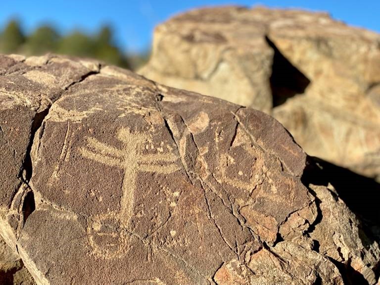 This ancient petroglyph of a dragonfly on a rock can be seen along the Dragonfly hiking trail.