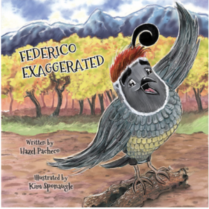 Federico Exaggerated Front Cover with a whimsical bird. Book by Hazel Pacheco