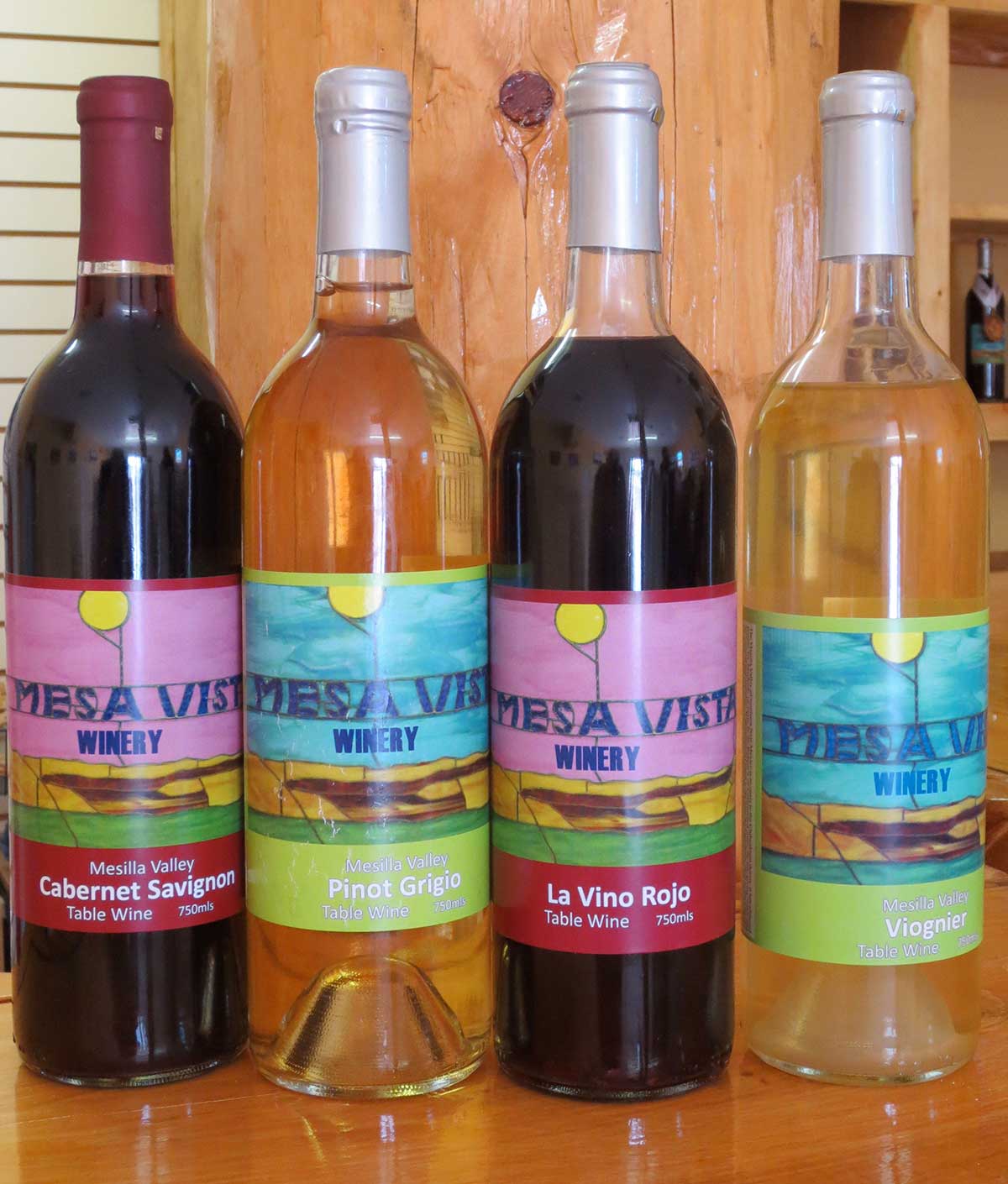 Various bottles of wine from Mesa Vista