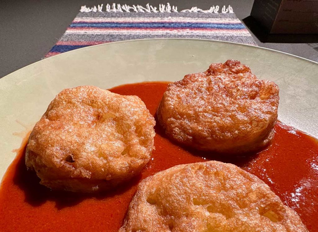 Torta de huevo, a type of fritter, is a traditional New Mexican food dish.