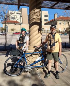 Barbara and Jim Tosh with tandem bicycle