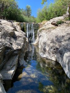 The waterfall at John Hands Campground helps make it an idyllic location.