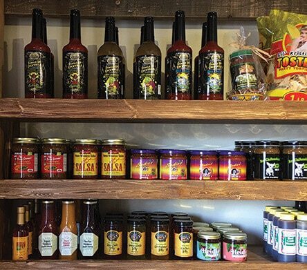 Shelf with local products at NM Vintage Market