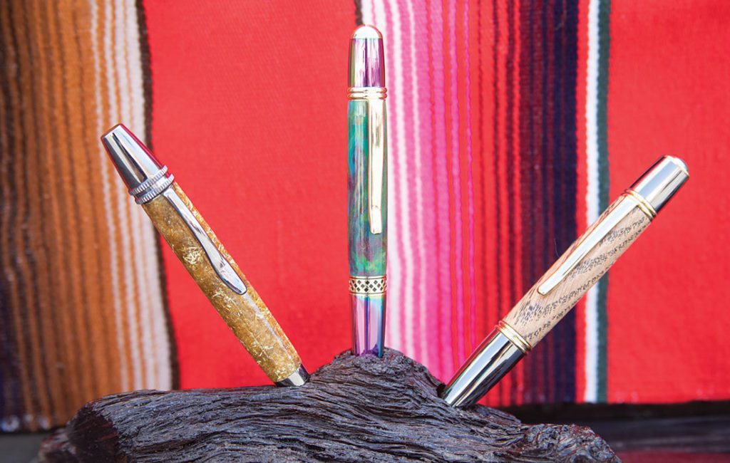 Custom made pens by John Steib at the Las Cruces Farmer's Market.