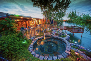 A serene view of Riverbend Hot Springs in Truth or Consequences New Mexico