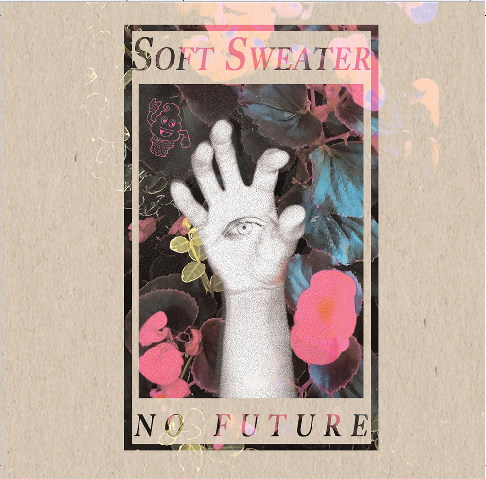 a hand with an eyeball on the palm album cover for soft sweater