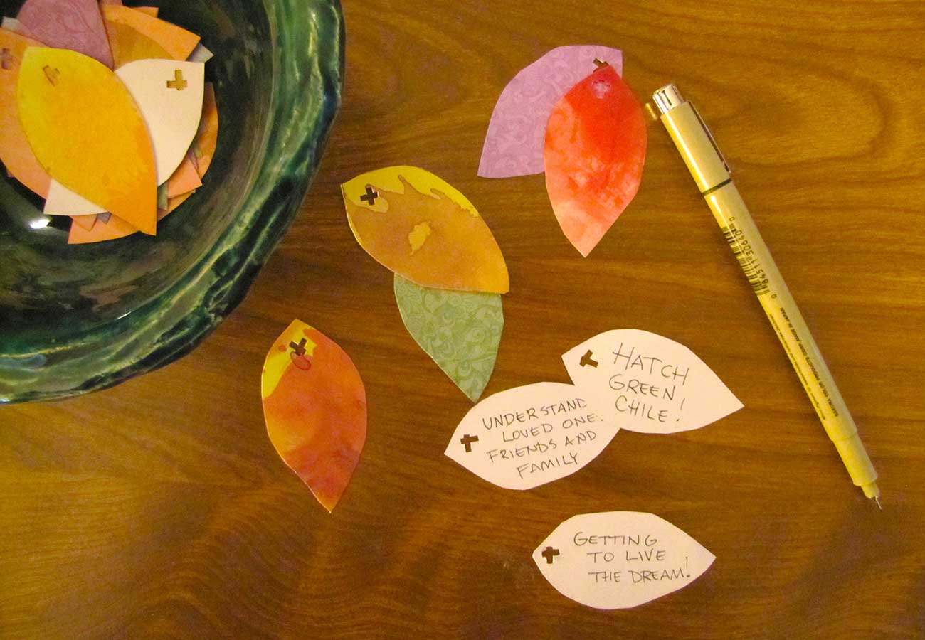 Leaves cut from colorful paper
