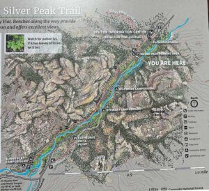 A sign for the trails in Cave Creek Canyon.