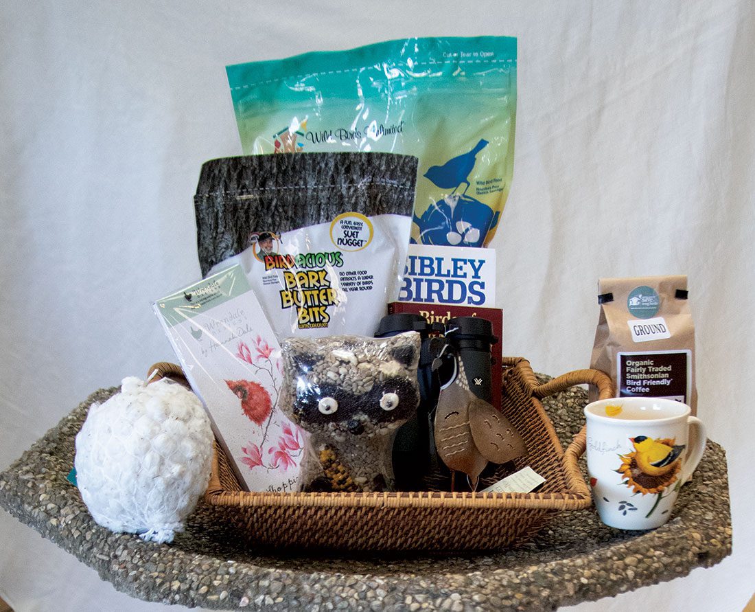 Birding hobby basket from Wild Birds Unlimited in Las Cruces.