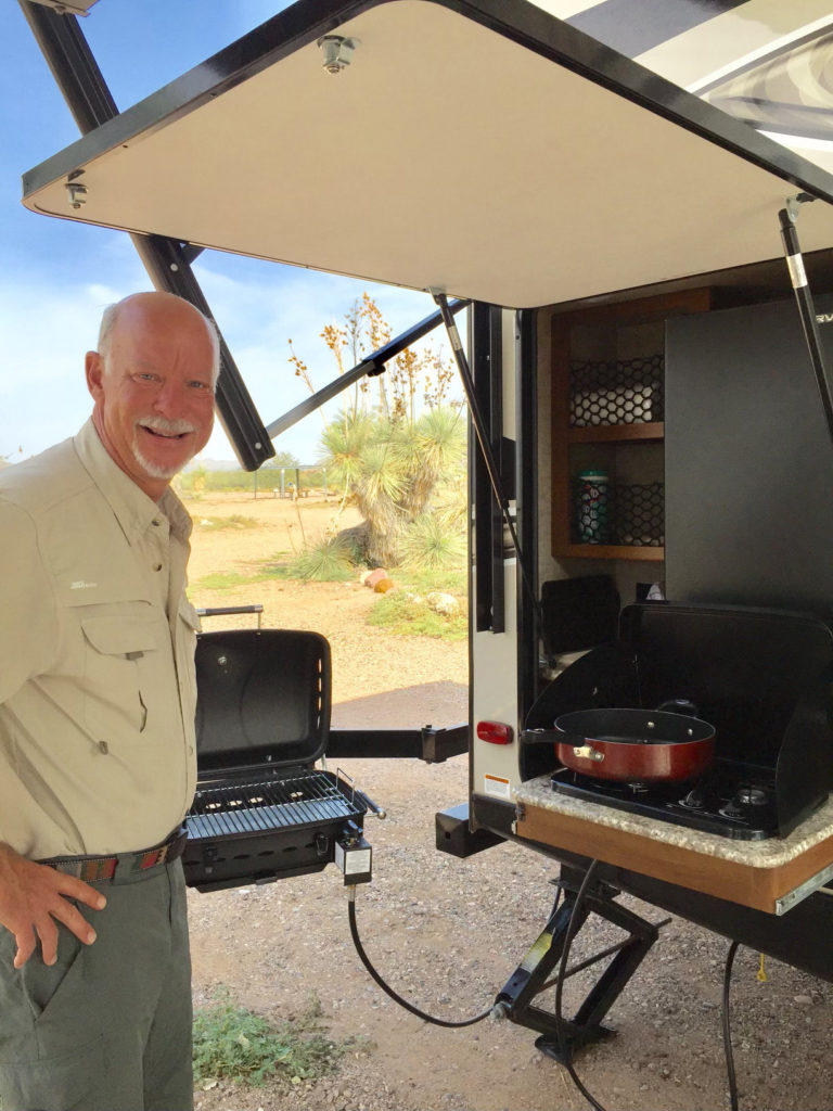 lonnie kline at his RV kitchen